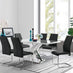 Atlanta Modern Rectangle Chrome Metal High Gloss White Dining Table And 6 Black Lorenzo Chairs Set