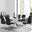 Atlanta Modern Rectangle Chrome Metal High Gloss White Dining Table And 6 Black Lorenzo Chairs Set