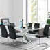 Atlanta Modern Rectangle Chrome Metal High Gloss White Dining Table And 6 Black Lorenzo Chairs Set