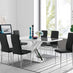 Atlanta Modern Rectangle Chrome Metal High Gloss White Dining Table And 6 Black Milan Chairs Set
