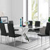 Atlanta Modern Rectangle Chrome Metal High Gloss White Dining Table And 6 Black Milan Chairs Set