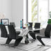 Atlanta Modern Rectangle Chrome Metal High Gloss White Dining Table And 6 Black Willow Chairs Set