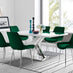 Atlanta 6 White Dining Table and 6 Green Pesaro Silver Leg Chairs