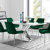 Atlanta 6 White Dining Table and 6 Green Pesaro Silver Leg Chairs