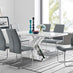 Atlanta Modern Rectangle Chrome Metal High Gloss White Dining Table And 6 Elephant Grey Lorenzo Chairs Set