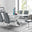 Atlanta Modern Rectangle Chrome Metal High Gloss White Dining Table And 6 Elephant Grey Lorenzo Chairs Set
