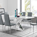 Atlanta Modern Rectangle Chrome Metal High Gloss White Dining Table And 6 Grey Milan Chairs Set