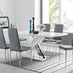 Atlanta Modern Rectangle Chrome Metal High Gloss White Dining Table And 6 Grey Milan Chairs Set