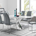 Atlanta Modern Rectangle Chrome Metal High Gloss White Dining Table And 6 Elephant Grey Murano Chairs Set