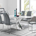 Atlanta Modern Rectangle Chrome Metal High Gloss White Dining Table And 6 Elephant Grey Murano Chairs Set