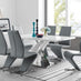 Atlanta Modern Rectangle Chrome Metal High Gloss White Dining Table And 6 Elephant Grey Willow Chairs Set