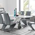 Atlanta Modern Rectangle Chrome Metal High Gloss White Dining Table And 6 Elephant Grey Willow Chairs Set