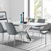 Atlanta 6 White Dining Table and 6 Grey Pesaro Silver Leg Chairs