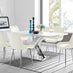 Atlanta 6 White Dining Table and 6 Cream Pesaro Silver Leg Chairs