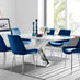 Atlanta 6 White Dining Table and 6 Navy Pesaro Silver Leg Chairs