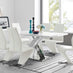 Atlanta Modern Rectangle Chrome Metal High Gloss White Dining Table And 6 White Willow Chairs Set