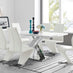 Atlanta Modern Rectangle Chrome Metal High Gloss White Dining Table And 6 White Willow Chairs Set