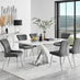 Atlanta 6 White Dining Table and 6 Dark Grey Nora Silver Leg Chairs