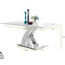Atlanta 6 White Dining Table and 6 Green Pesaro Silver Leg Chairs