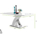 Atlanta Modern Rectangle Chrome Metal High Gloss White Dining Table And 6 Black Lorenzo Chairs Set