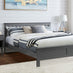 Azure Grey Solid Pine King Bed Frame