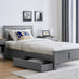 Azure Grey Solid Pine Single Bed Frame + Windsor Mattress + 2 Drawers