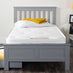 Azure Grey Solid Pine Single Bed Frame + Windsor Mattress + 2 Drawers