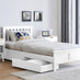 Azure White Solid Pine Single Bed Frame + 2 Drawers