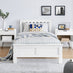Azure White Solid Pine Single Bed Frame