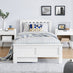 Azure White Solid Pine Single Bed Frame + Windsor Mattress + 2 Drawers