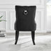 2x Belgravia Black Velvet Knockerback Dining Chairs Black Legs