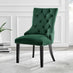 2x Belgravia Green Velvet Knockerback Dining Chairs Black Legs