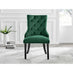 2x Belgravia Green Velvet Knockerback Dining Chairs Black Legs