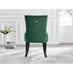 2x Belgravia Green Velvet Knockerback Dining Chairs Black Legs