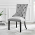 2x Belgravia Grey Velvet Knockerback Dining Chairs Black Legs