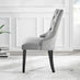 2x Belgravia Grey Velvet Knockerback Dining Chairs Black Legs