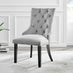 Elina White Marble Effect Round Dining Table & 2 Grey Belgravia Black Leg Chairs