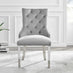 Skye Round White Marble Effect Dining Table & 4 Grey Velvet Belgravia Chairs