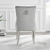 Palma Beige Stone Effect Round Dining Table & 4 Grey Belgravia Chairs