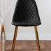 Novara Gold Metal Large Round Dining Table And 6 Black Corona Gold Chairs Set