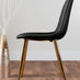 Novara Gold Metal Round Glass Dining Table And 4 Black Corona Gold Dining Chairs