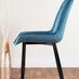 Elina White Marble Effect Round Dining Table & 2 Blue Pesaro Black Leg Chairs