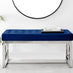 Cambridge Modern Navy Blue Velvet & Silver Metal Bench