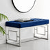 Cambridge Modern Navy Blue Velvet & Silver Metal Bench