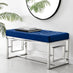 Cambridge Modern Navy Blue Velvet & Silver Metal Bench