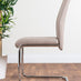 Novara Chrome Metal And Glass Large Round Dining Table And 6 Cappuccino Beige Lorenzo Chairs Set