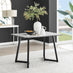 Carson Rectangular White Marble Effect and Black Metal 4 Seater Dining Table