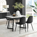 Carson White Marble Effect Dining Table & 4 Black Corona Black Leg Chairs