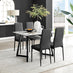 Carson White Marble Effect Dining Table & 4 Black Milan Black Leg Chairs