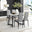 Carson White Marble Effect Dining Table & 4 Grey Milan Black Leg Chairs